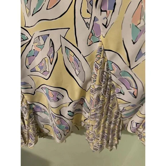 Vintage Anthony Sicari Ruffle Midi Dress Made in USA 80s Pastel Abstract Print P - Picture 11 of 12